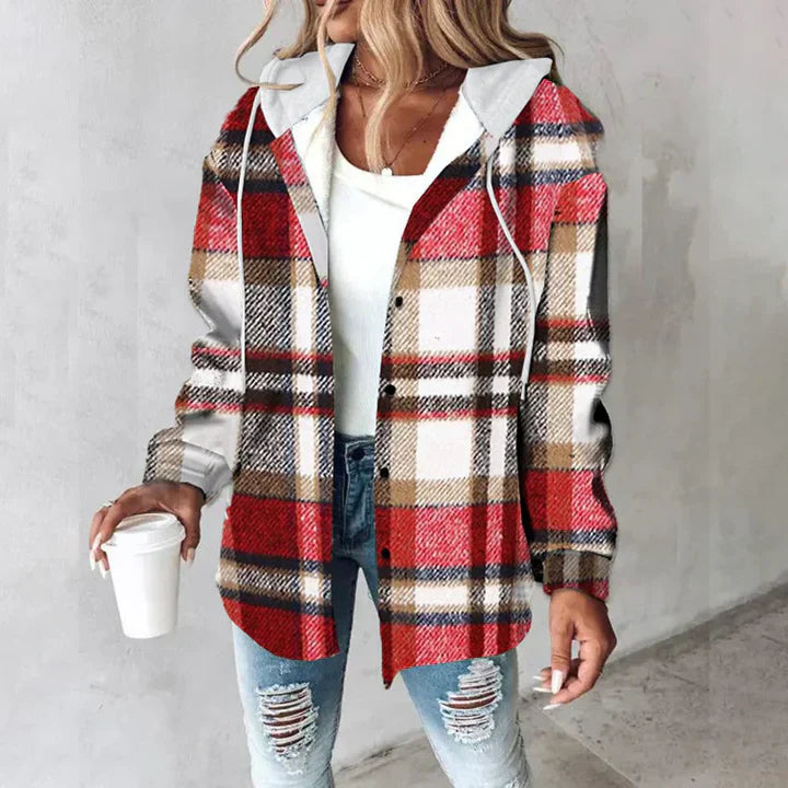 Martina | Dameternet Knaplukket Jakke til Elegant Stil SUNA Rood S.