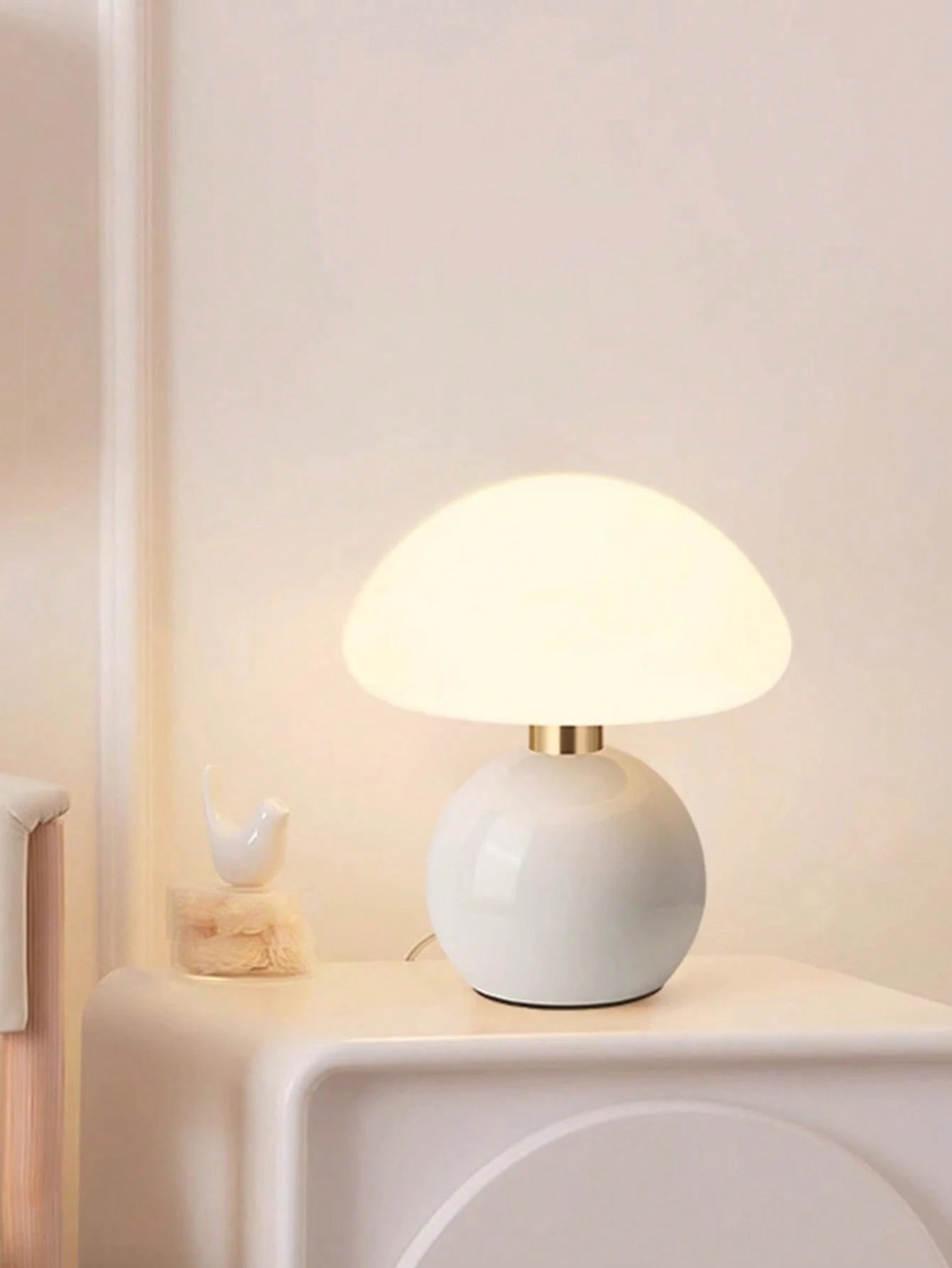 Rosa Rund Keramisk Skrivebord Lampe Kreativ Til Soveværelse SUNA