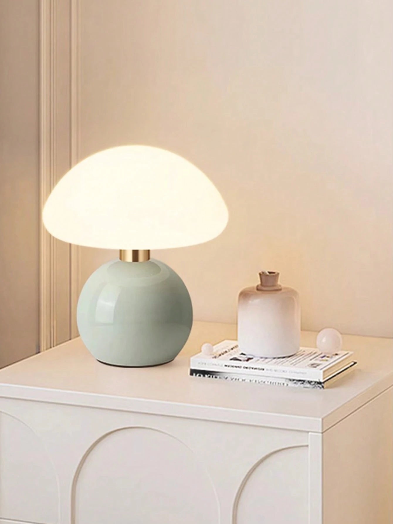 Rosa Rund Keramisk Skrivebord Lampe Kreativ Til Soveværelse SUNA