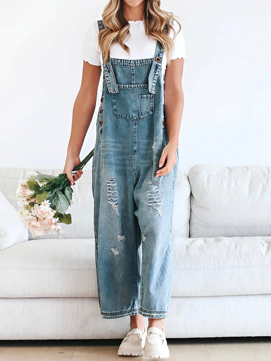Løse Denim Overalls Til Damer Med Komfortabel Pasform Losse denim tuinbroek dames €25 SUNA Blå S (36)