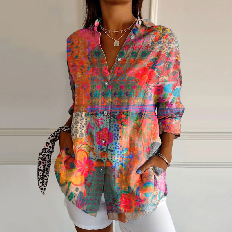 Anna | Elegant Blomstret Bluse til Alle Anledninger Chemisiers SUNA Farverig S