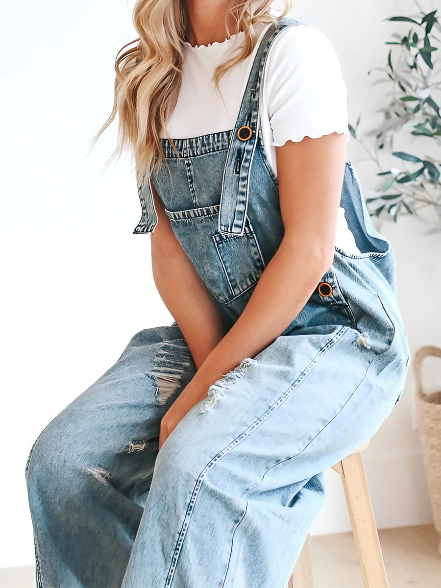Løse Denim Overalls Til Damer Med Komfortabel Pasform Losse denim tuinbroek dames €25 SUNA