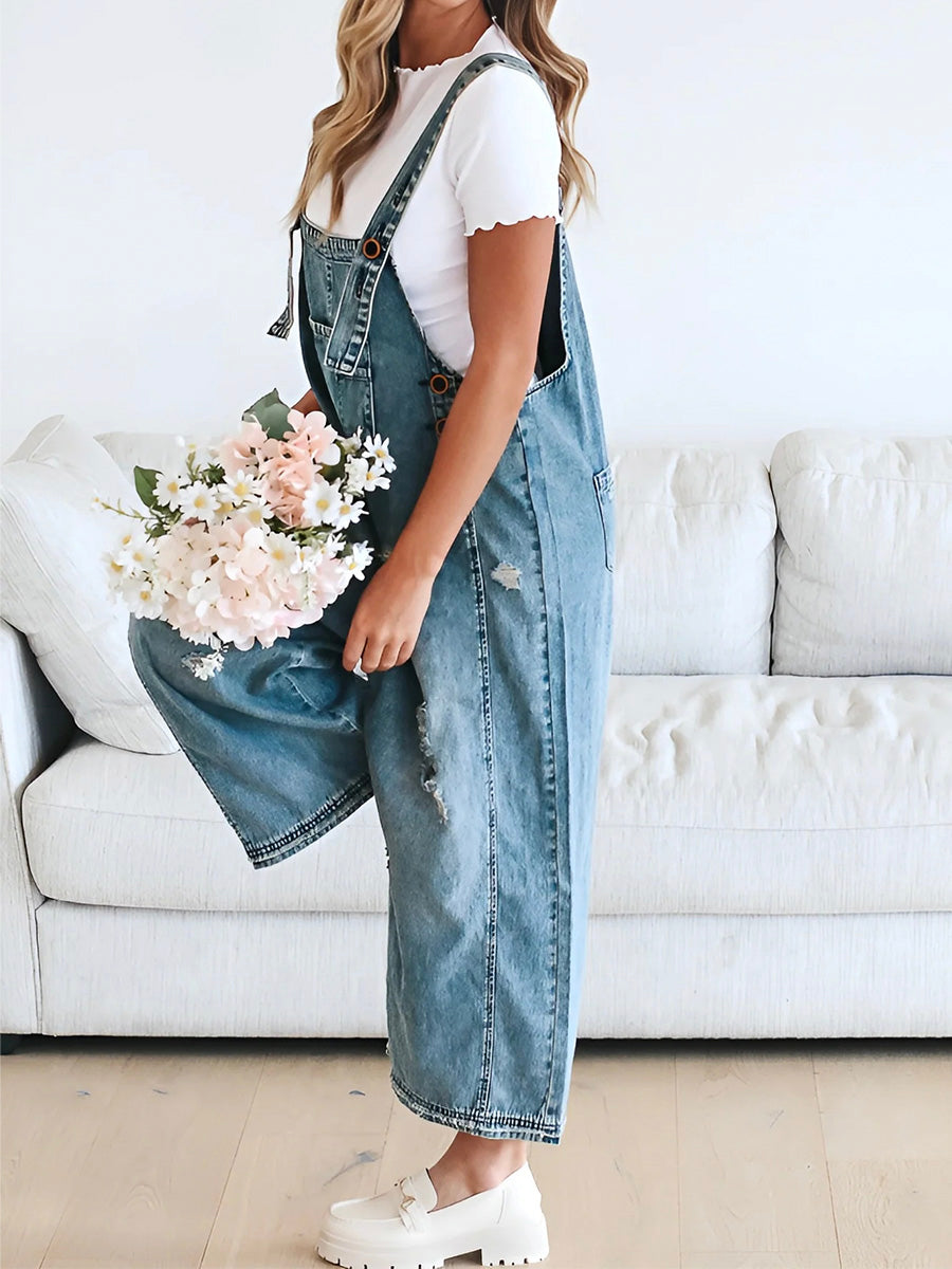 Løse Denim Overalls Til Damer Med Komfortabel Pasform Losse denim tuinbroek dames €25 SUNA
