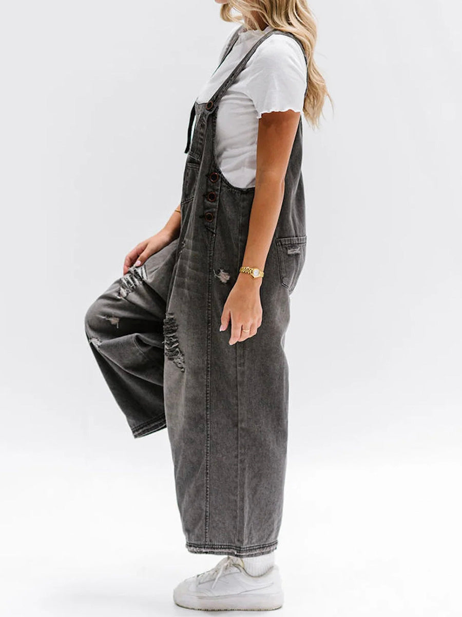 Løse Denim Overalls Til Damer Med Komfortabel Pasform Losse denim tuinbroek dames €25 SUNA