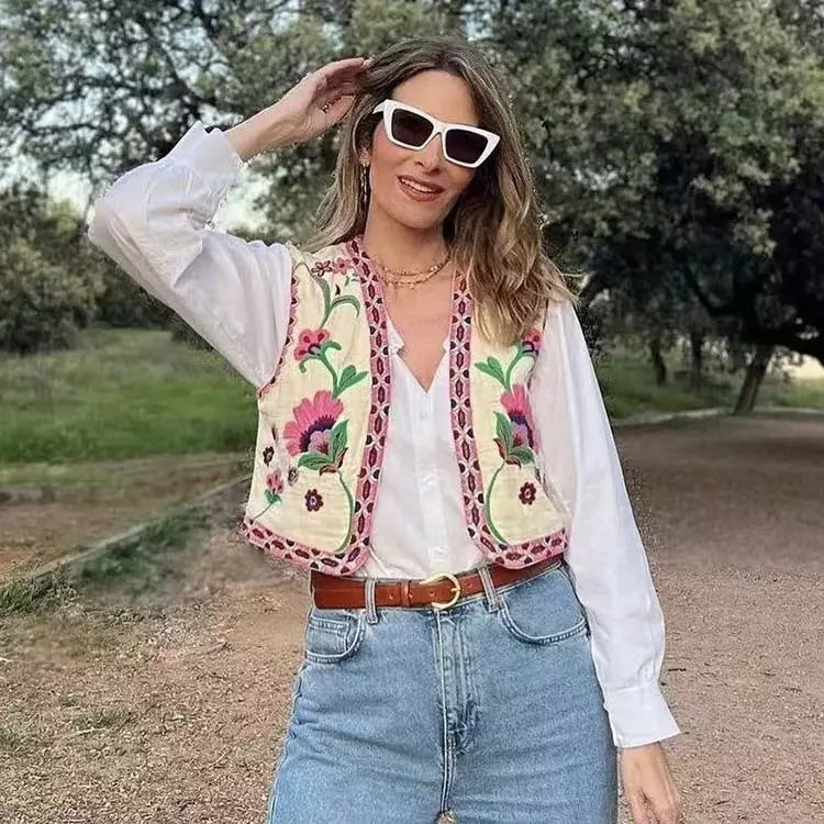 QUENNIE | Broderede Blomster Gilet til Stilfulde Outfits Gilet SUNA