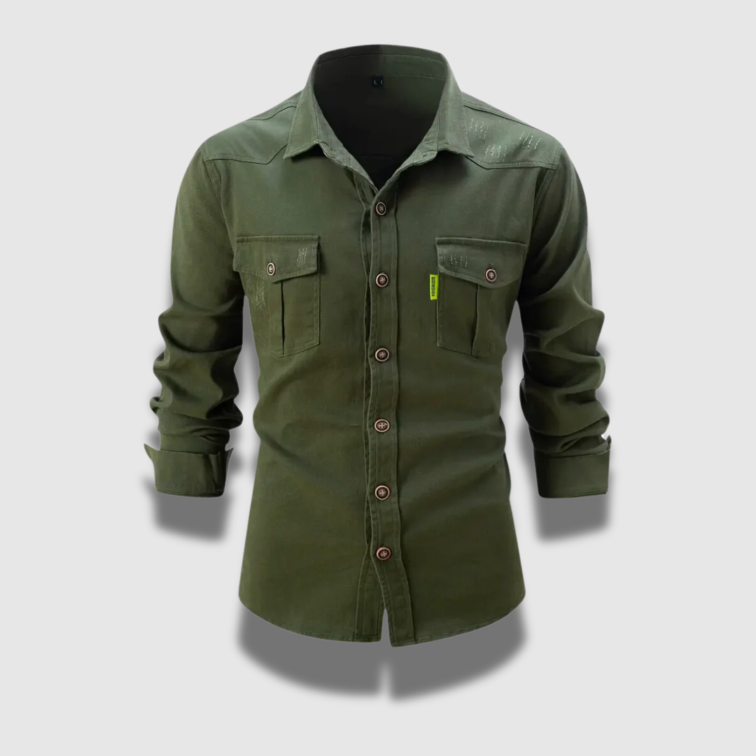 Mænds Premium Stilfuld Casual Worker Style Skjorte Men's shirt SUNA Grøn S