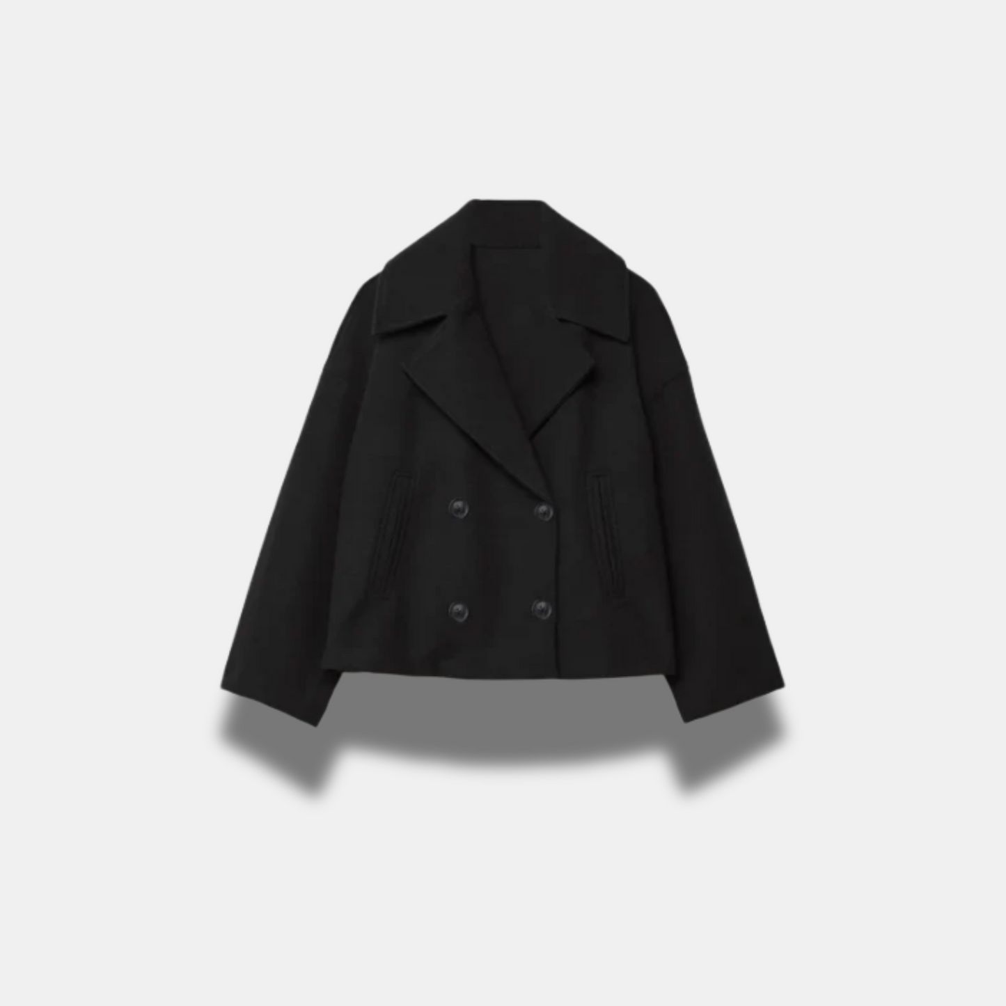 Premium Fitted Crossover Kort Blazer til kvinder SUNA Sort XS