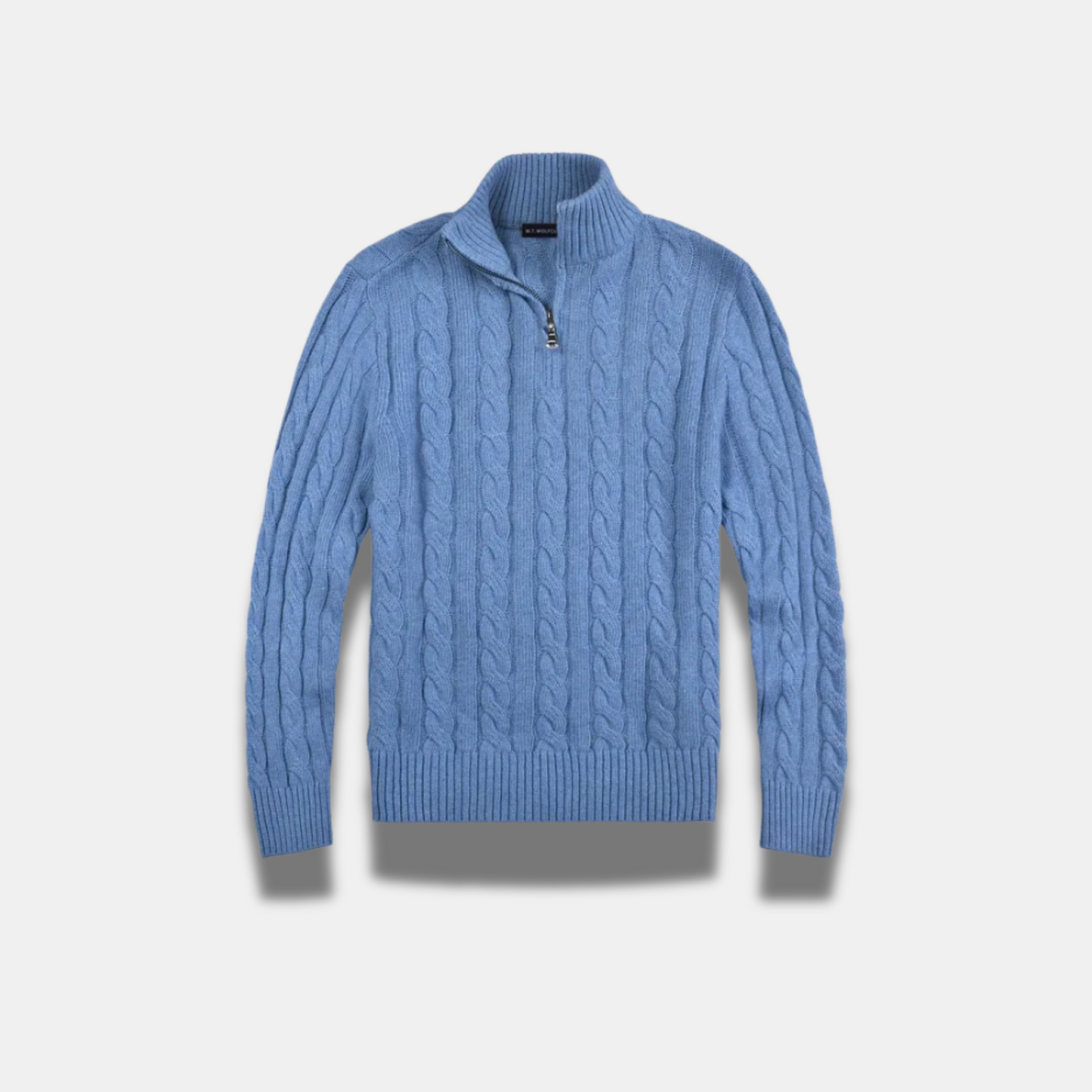 Moderne Herretrøje Med Ribbet Design Og Halv Lynlås Men's sweater SUNA Lyseblå XS