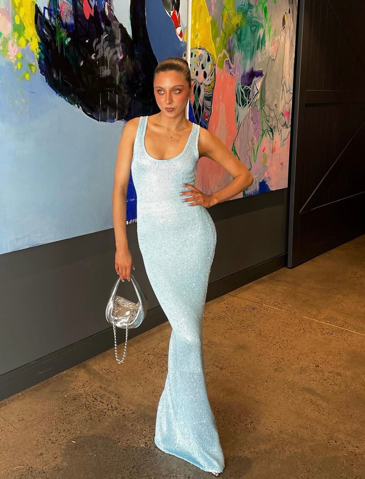 Skye Maxi Kjoler i Viskose med flatterende U-udskæring Sleeveless SUNA Blauw XS