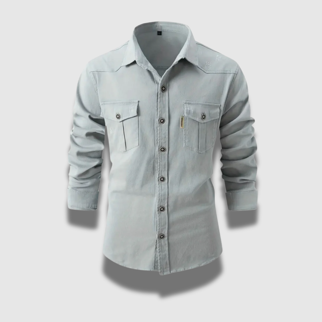Mænds Premium Stilfuld Casual Worker Style Skjorte Men's shirt SUNA Grå S