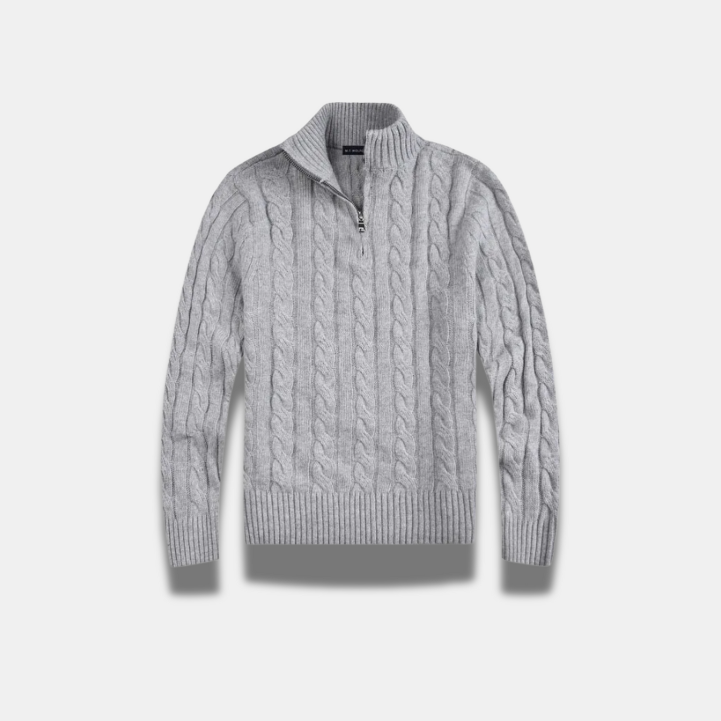 Moderne Herretrøje Med Ribbet Design Og Halv Lynlås Men's sweater SUNA Grå XS