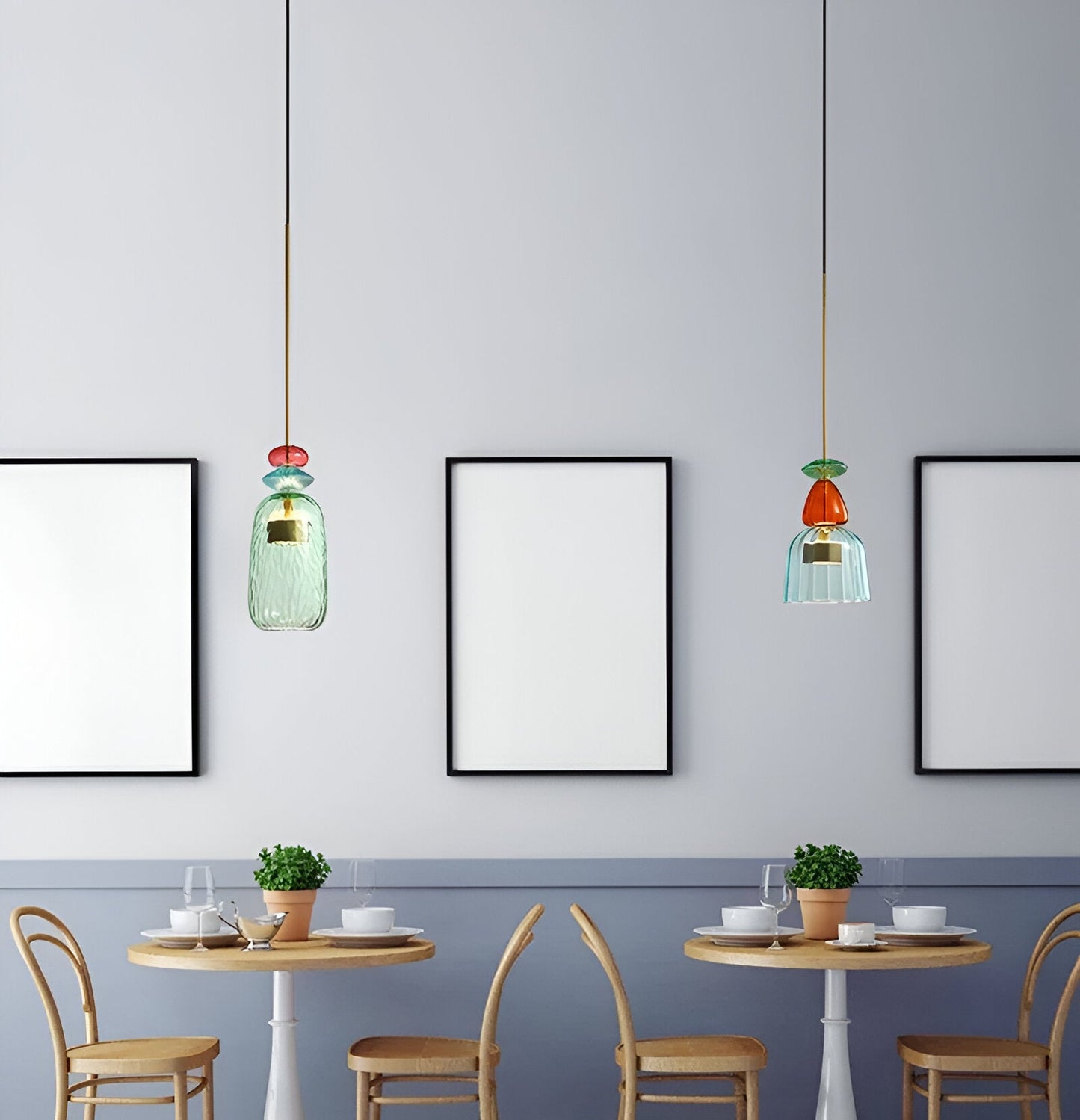 SpectraFuse Pendellampe - Flerfarvet Glas Hængelampe - Nordic Macaron Dekorativ Belysning Pendant Lights SUNA