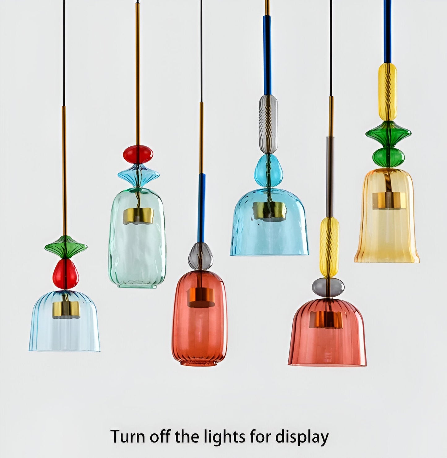 SpectraFuse Pendellampe - Flerfarvet Glas Hængelampe - Nordic Macaron Dekorativ Belysning Pendant Lights SUNA