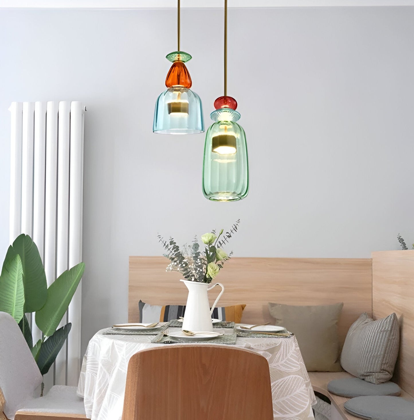 SpectraFuse Pendellampe - Flerfarvet Glas Hængelampe - Nordic Macaron Dekorativ Belysning Pendant Lights SUNA