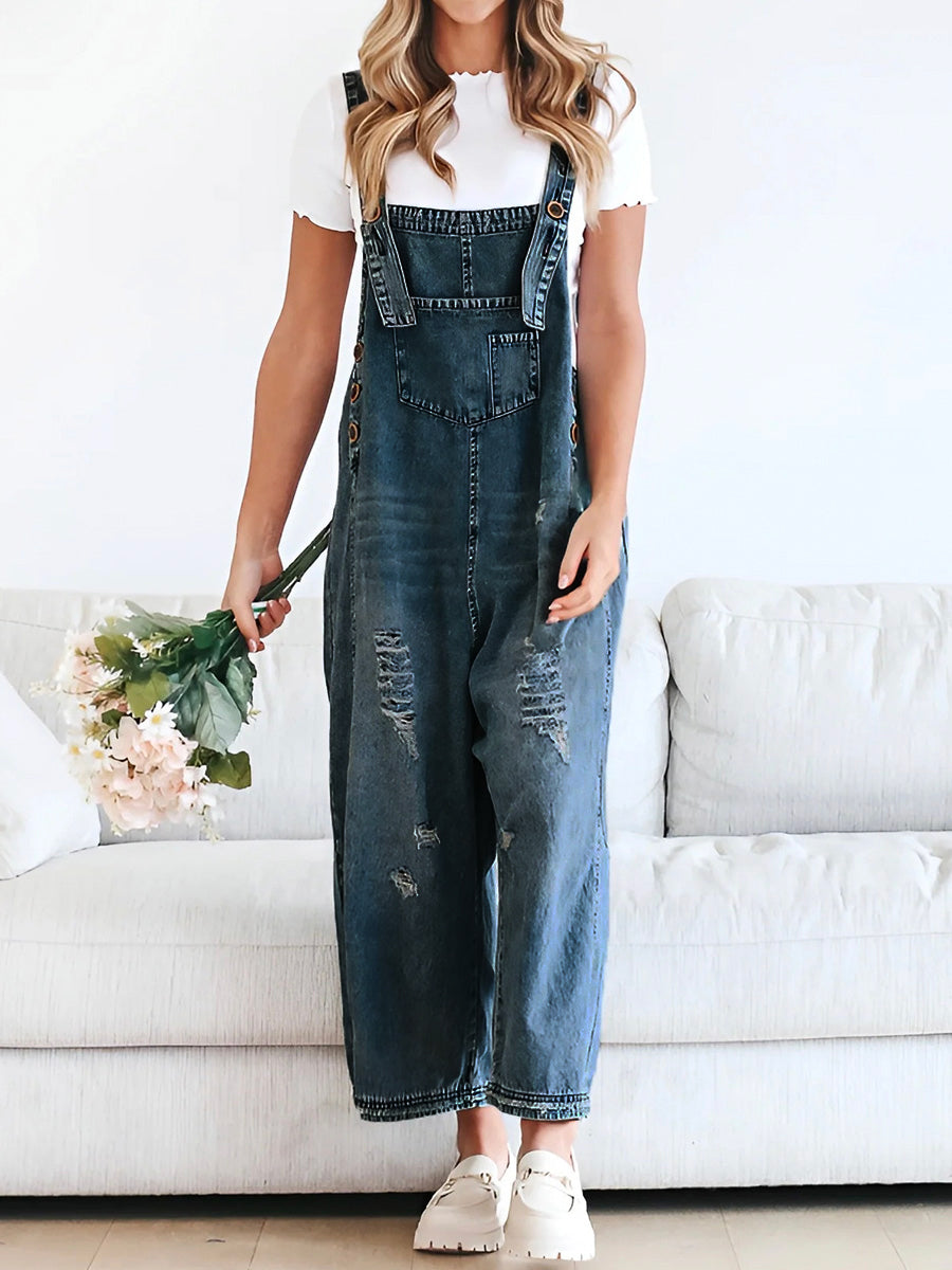Løse Denim Overalls Til Damer Med Komfortabel Pasform Losse denim tuinbroek dames €25 SUNA Mørkeblå S (36)