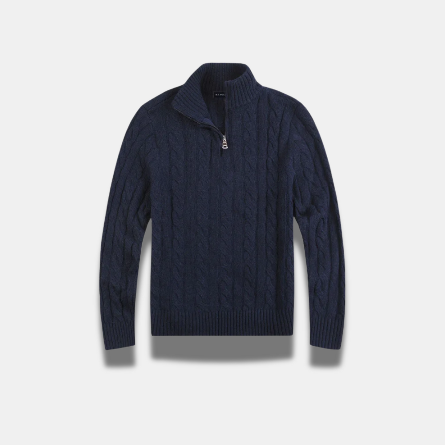 Moderne Herretrøje Med Ribbet Design Og Halv Lynlås Men's sweater SUNA Marineblå XS
