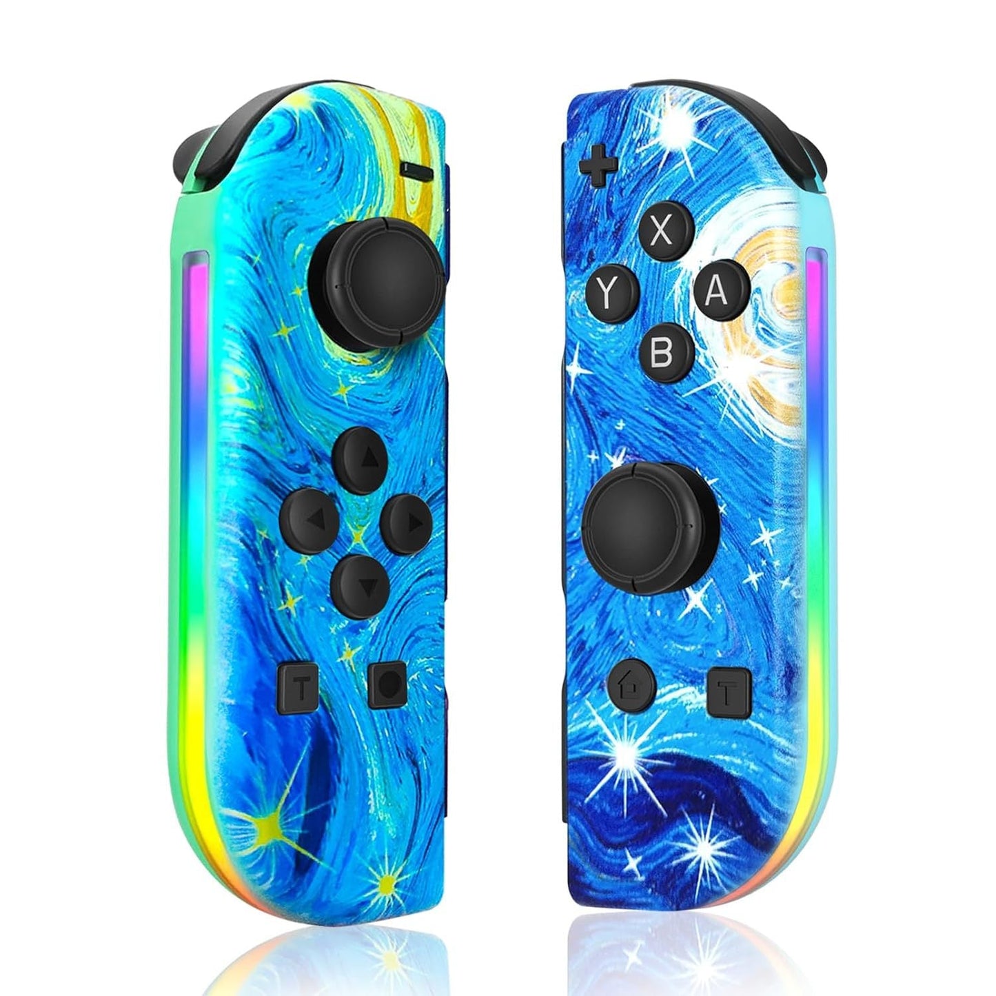 Bluetooth LED Joystick til Nintendo Switch Unikke farver - Trådløse Controllere SUNA Van Gogh Edition