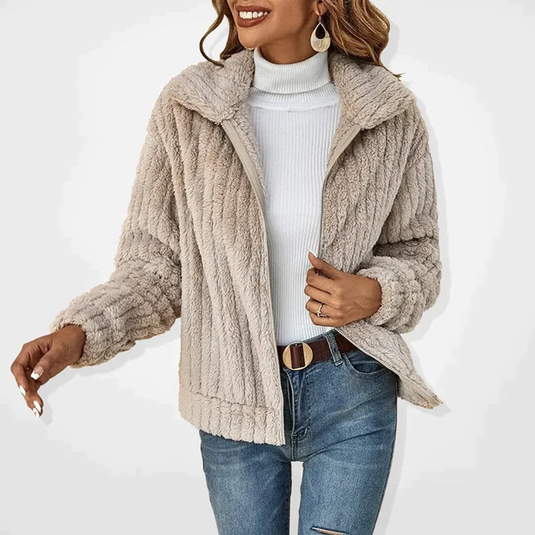 Lang Fleece Vest Til Damer Med Krave Og Lommer Women Winter Vest SUNA Abrikos S