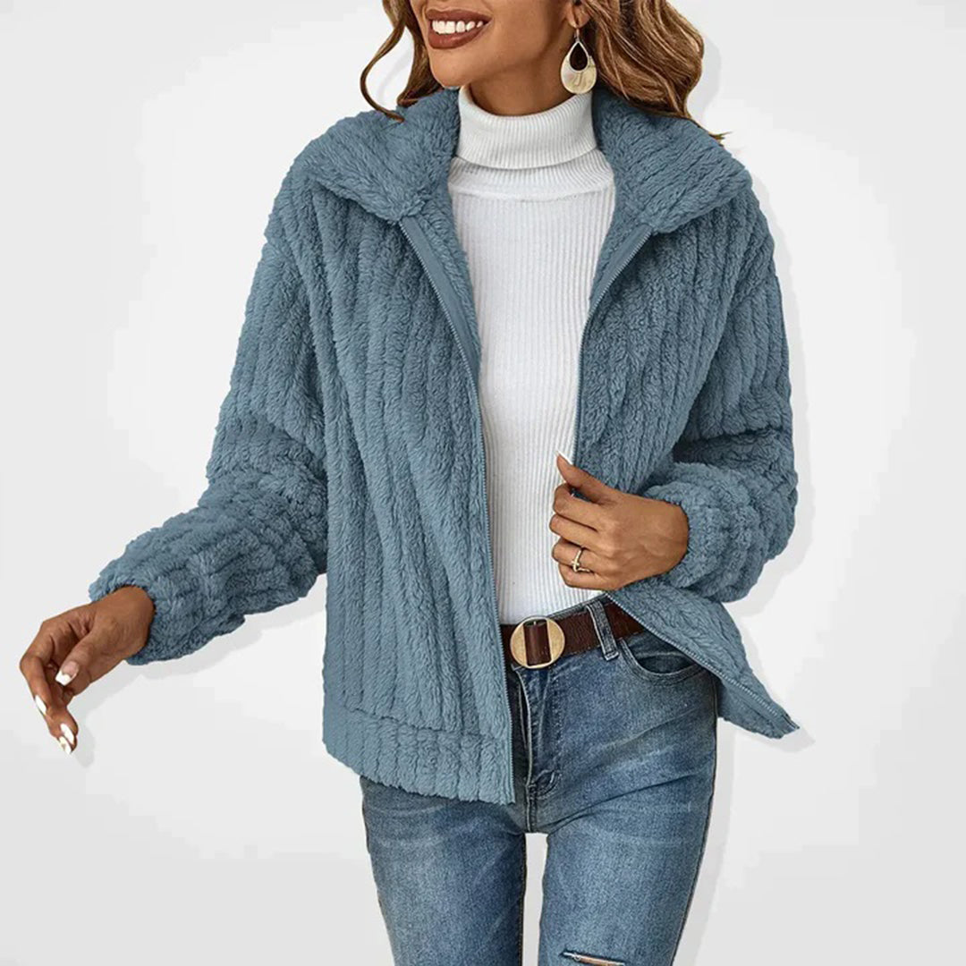Lang Fleece Vest Til Damer Med Krave Og Lommer Women Winter Vest SUNA Blå S