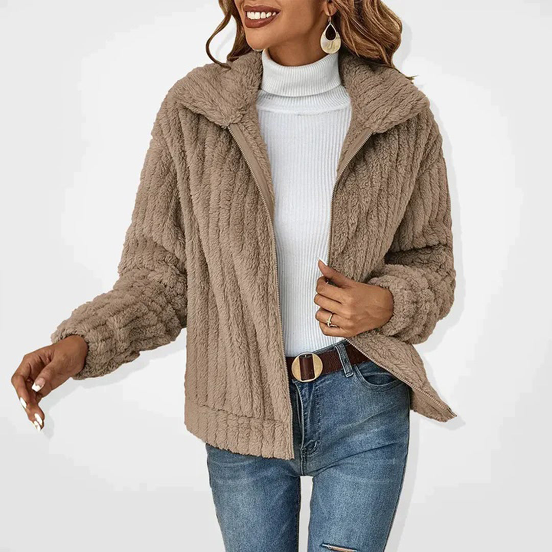Lang Fleece Vest Til Damer Med Krave Og Lommer Women Winter Vest SUNA Khaki S