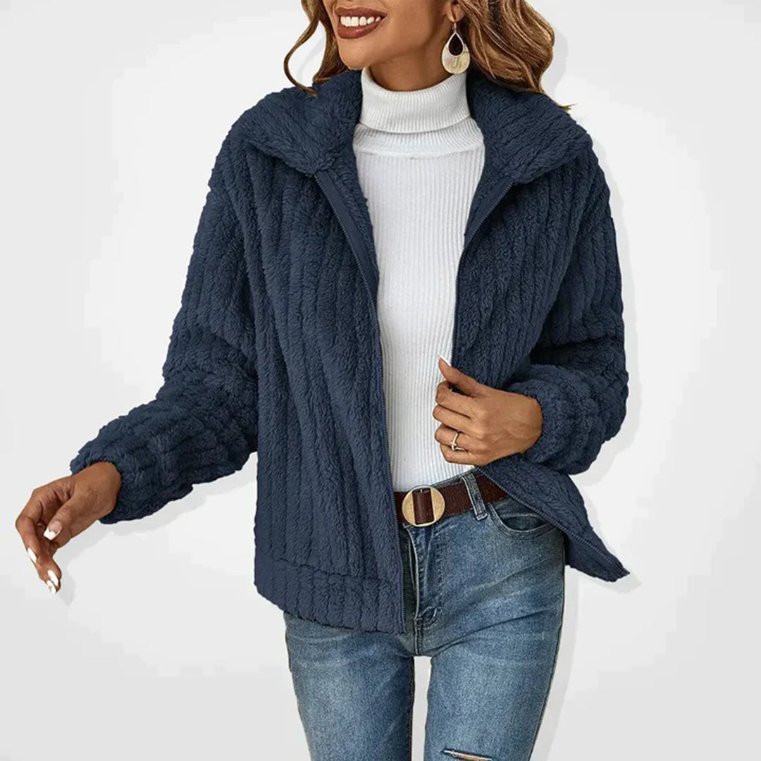 Lang Fleece Vest Til Damer Med Krave Og Lommer Women Winter Vest SUNA Marineblå S