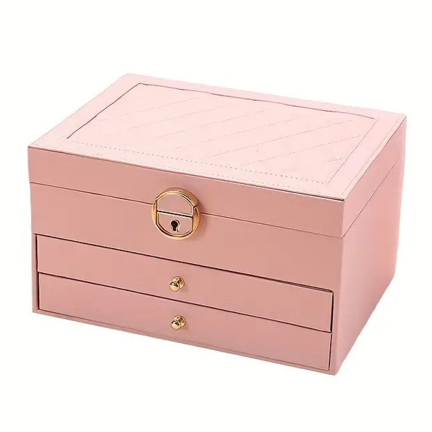 Flerskikts Læder Smykkeskrin til Elegant Opbevaring Jewelry Box SUNA ROSA