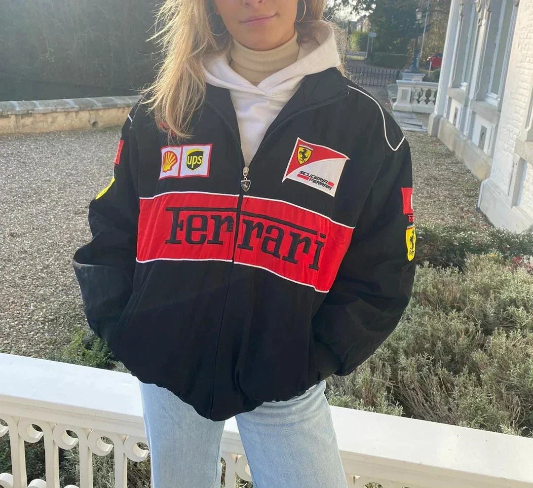 Dolce - Vintage Ferrari Racer Jakke med Sporty Stil Women Jacket SUNA Sort M