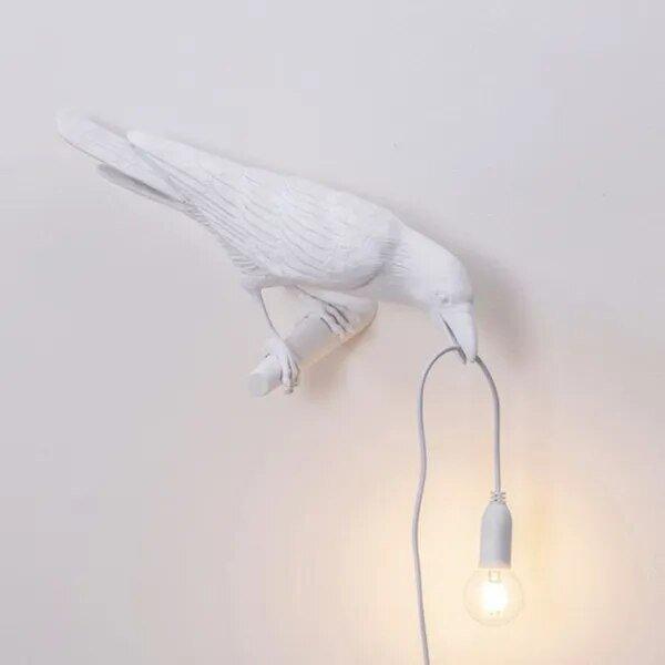 Krage Vogel Lampe til Unik Indretning SUNA Hvid højre EU-stik