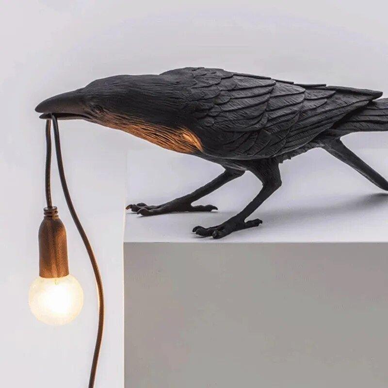Krage Vogel Lampe til Unik Indretning SUNA Sort siddende EU-stik