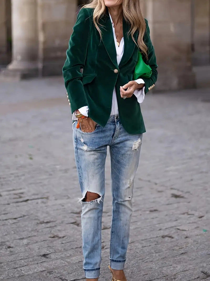 Manda - Elegant Dameblazer i Luksuriøst Velour til Damer Blazers SUNA