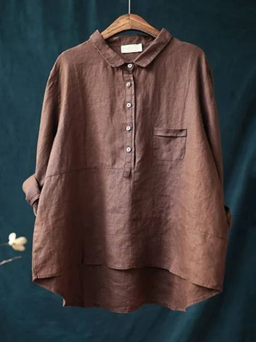 SUNA Dame Bluse - Klassisk design, komfort til arbejde og fritid Brun