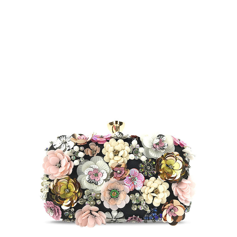 SUNA Fiona Clutch Taske i Vegansk Læder med Guld Hardware Sort