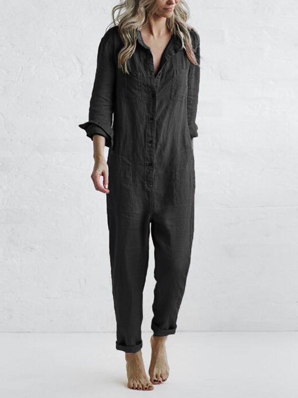 SUNA Kvinders Jumpsuit Blå Størrelse S 100% Bomuld Sort