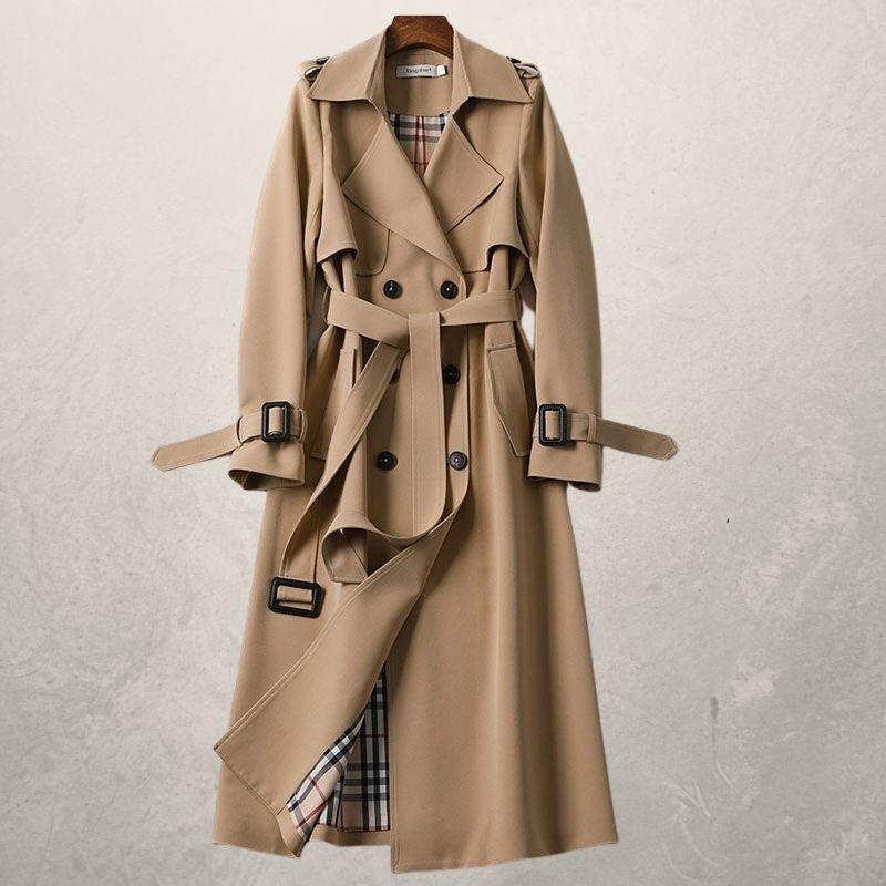 SUNA Elegant Vindjakke til Kvinder - Let og vindtæt i trenchcoat-stil Khaki