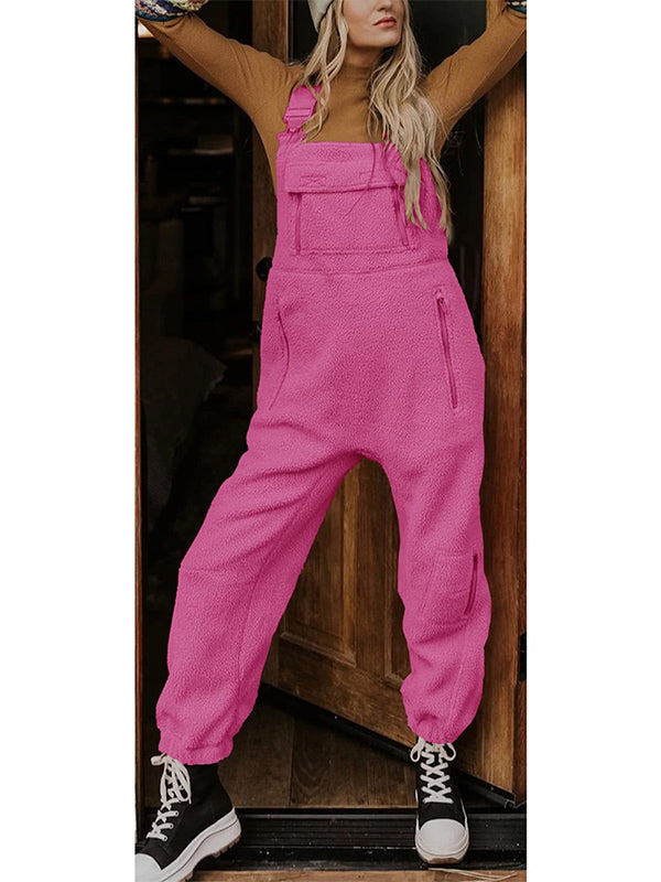 SUNA Dame Fleece Overalls Sort Størrelse 50 Polyester Pink