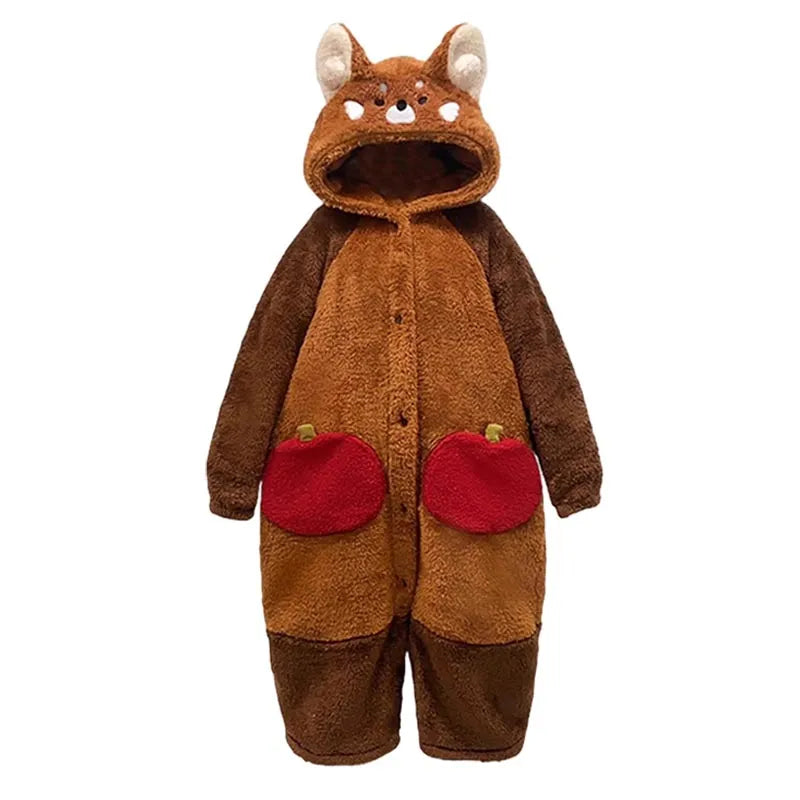 Kawaii Tegneserie Rød Panda Pyjamas Sæt til Børn fun SUNA Kåbe M