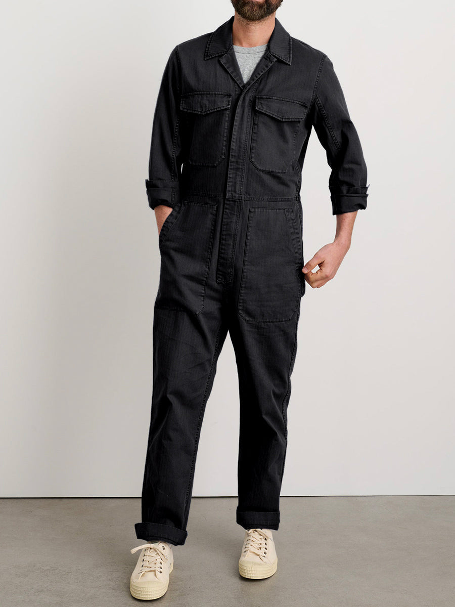 SUNA Herre Jumpsuit Grøn Størrelse M 100% Bomuld Slim Fit Sort