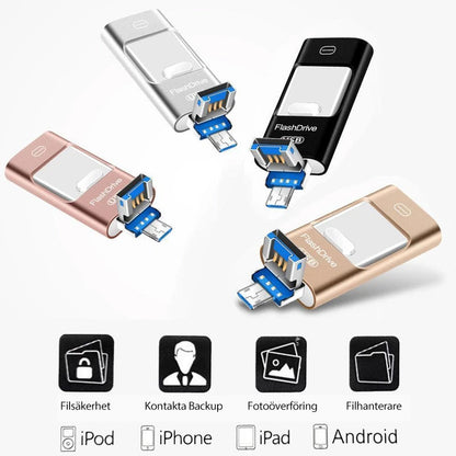 USB Stick 64GB Sølv Kompatibel Med iPhone iPad Android USB-drev SUNA