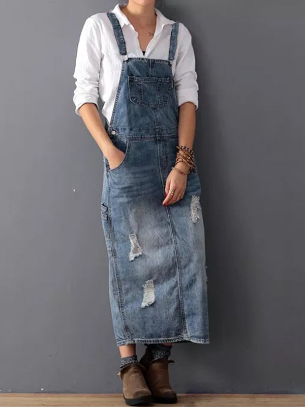 SUNA Kvinder Denim Overalls Kjole Blå Størrelse M 100% Bomuld