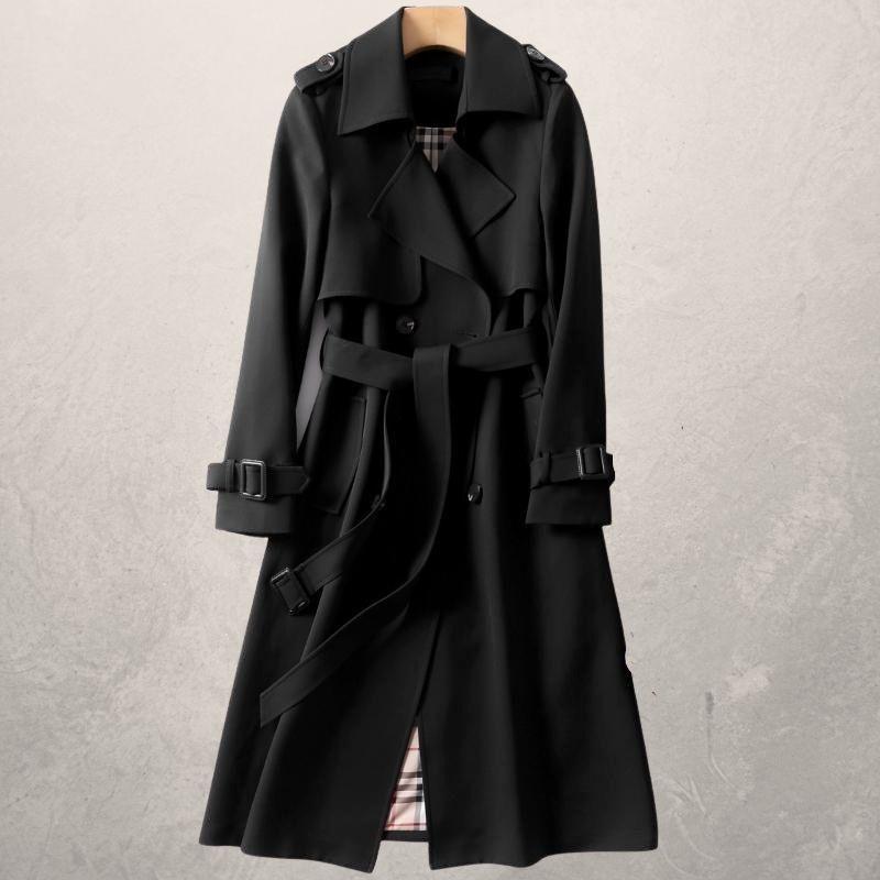 SUNA Elegant Vindjakke til Kvinder - Let og vindtæt i trenchcoat-stil Sort