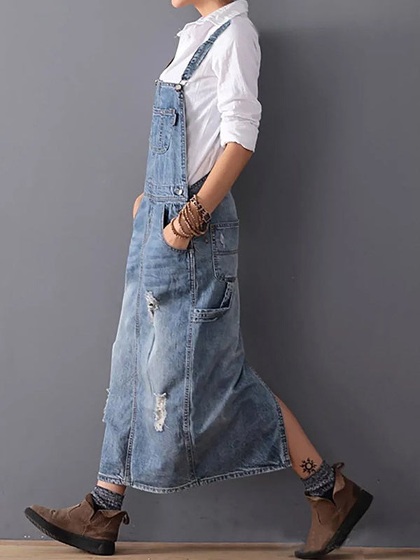 SUNA Kvinder Denim Overalls Kjole Blå Størrelse M 100% Bomuld