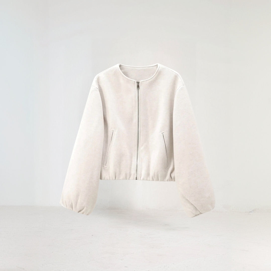 SUNA Dame Overgangsjakke - I blødt stof med lange ærmer Beige