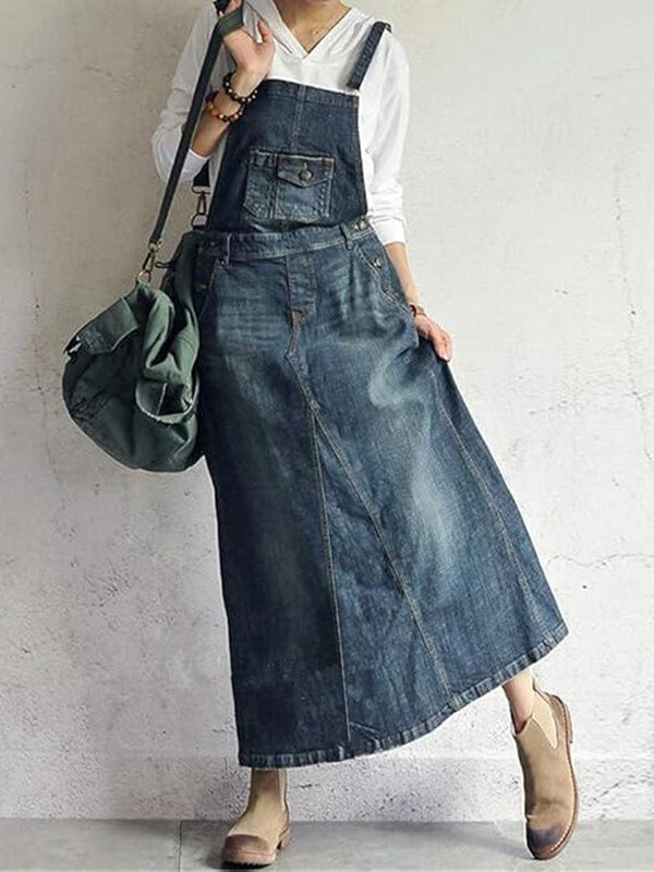 SUNA Kvinders Denim Overall Blå Størrelse M 100% Bomuld