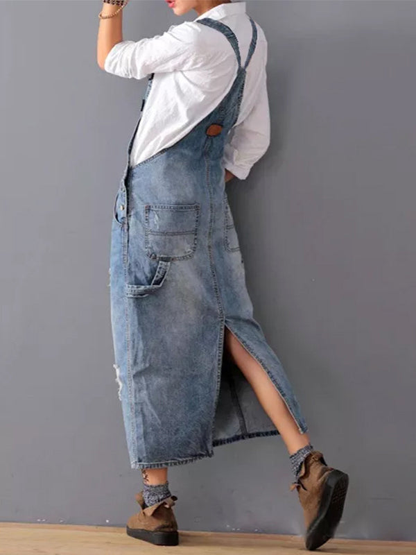 SUNA Kvinder Denim Overalls Kjole Blå Størrelse M 100% Bomuld