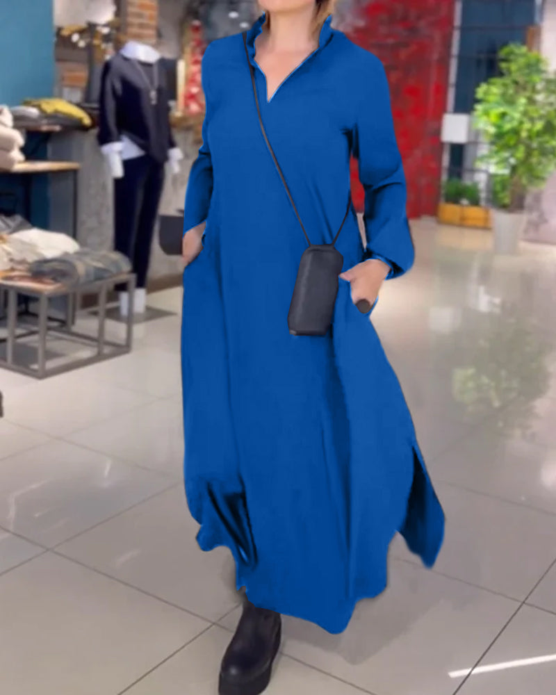 Kvinders Sort Maxi Kjole Med Lange Ærmer Størrelse M Polyester Kvinders Kjoler SUNA