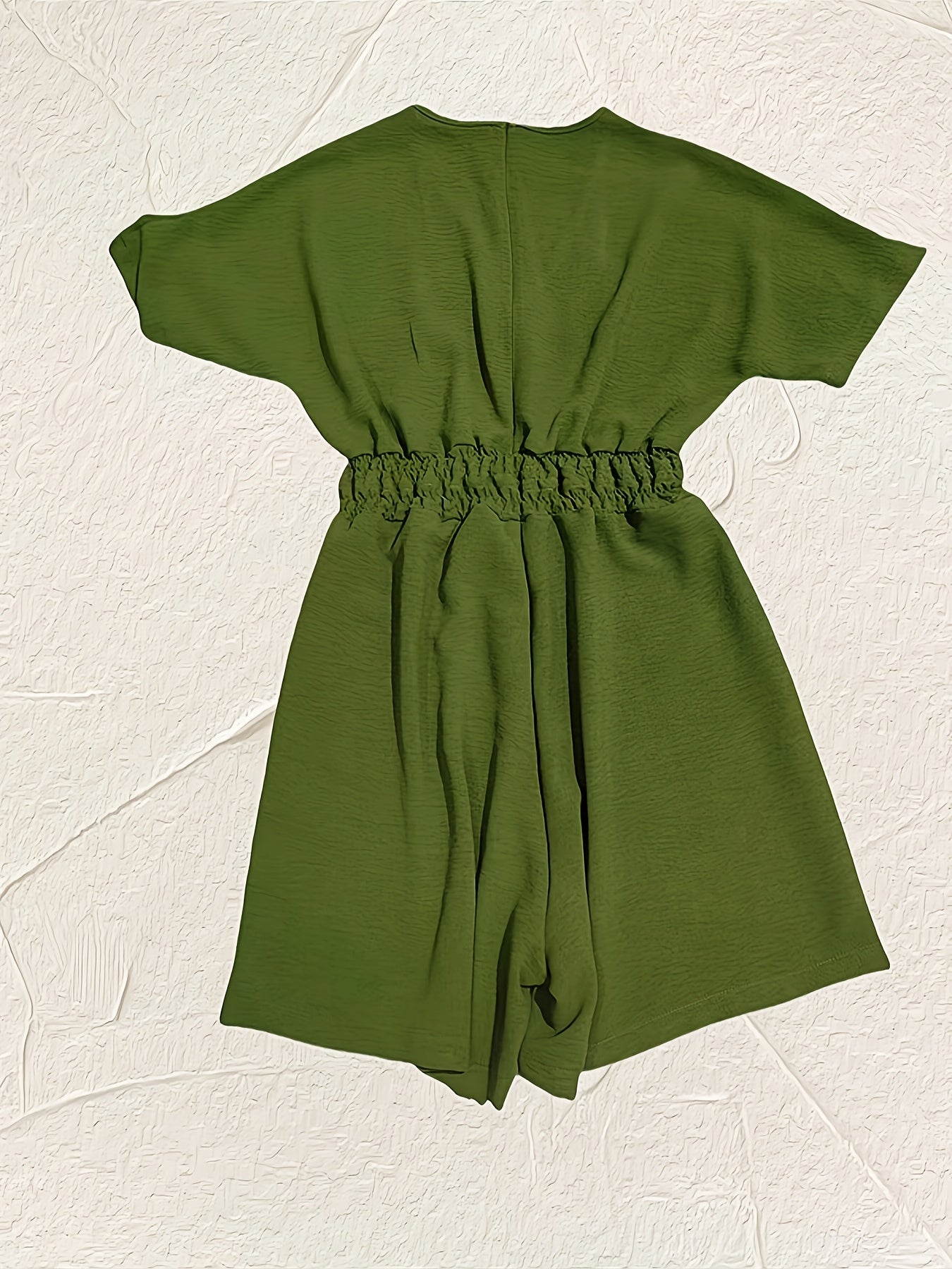 SUNA V-Hals Kortærmet Romper – Flatterende Rynket Talje - Chic Jumpsuit til Forår Sommer Kvindemode Elegant Stil