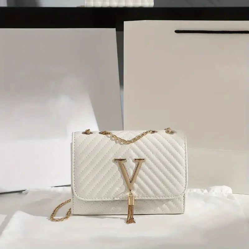 SUNA Fiora - Crossbodytas i stilfuldt vintage look Hvid