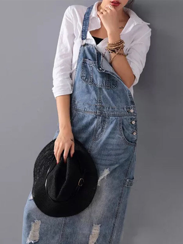 SUNA Kvinder Denim Overalls Kjole Blå Størrelse M 100% Bomuld