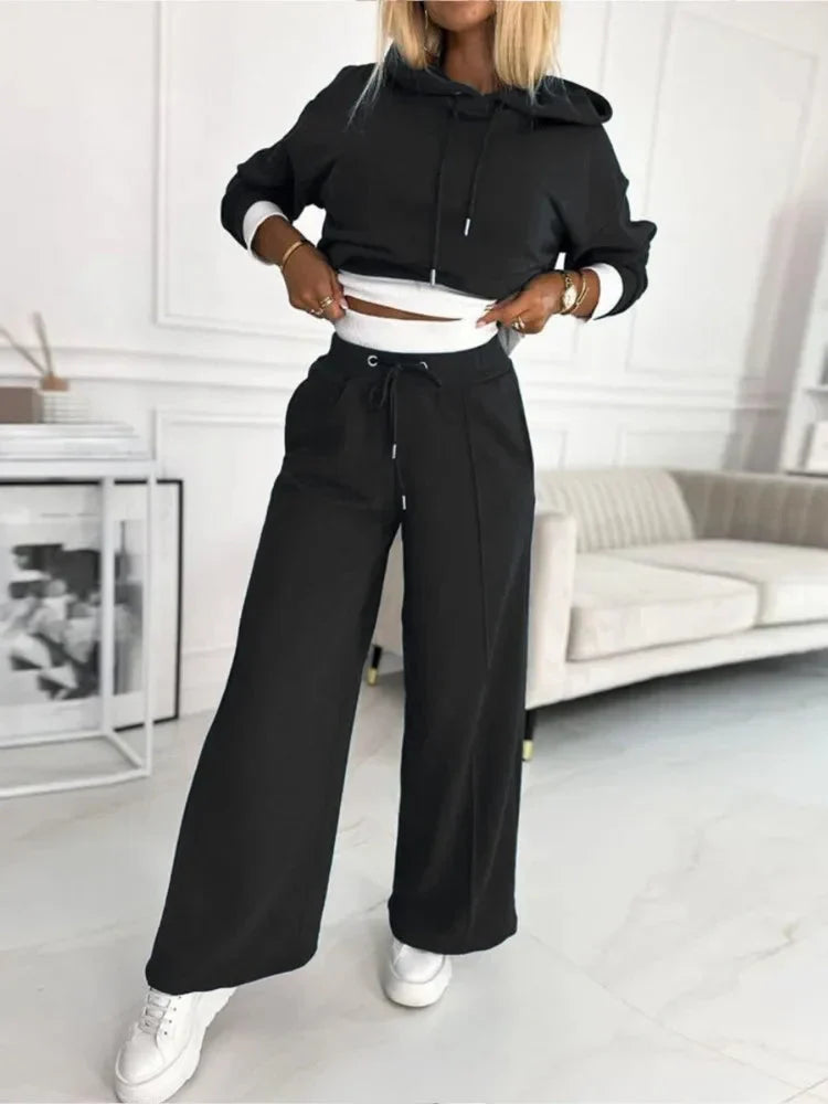 SUNA Beverly To-delt Jogging Sæt - Komfortabel loungewear til damer Sort