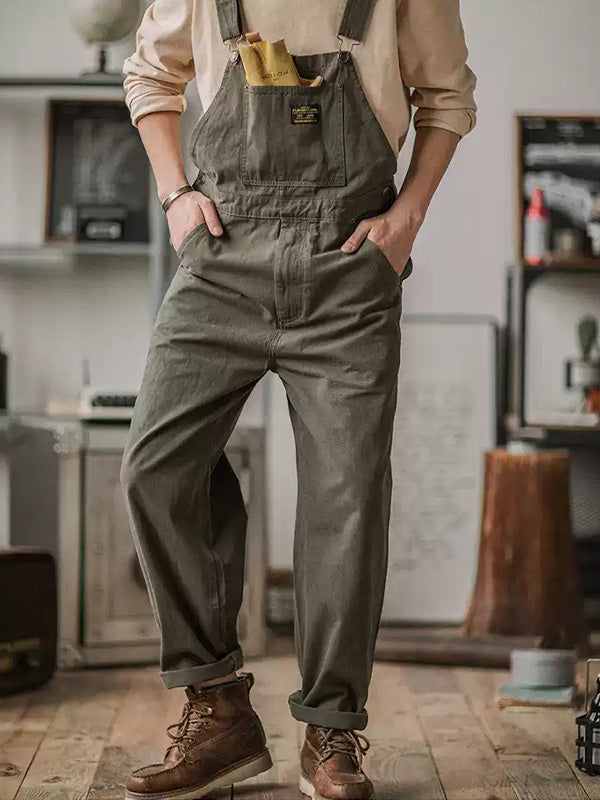 SUNA Unisex Overalls Grøn Str M 100% Bomuld Slank Fit Army Green